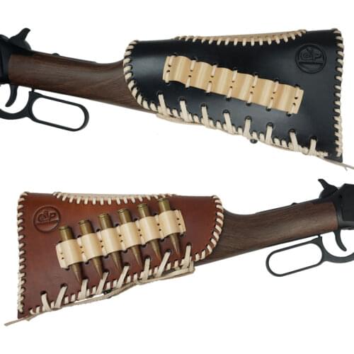 Tactical Shotgun Buttstock Leather Ammo Pouch Holder Right/Left Hand Rifle Cheek Rest Pad Protector Hunting Gun Accessories