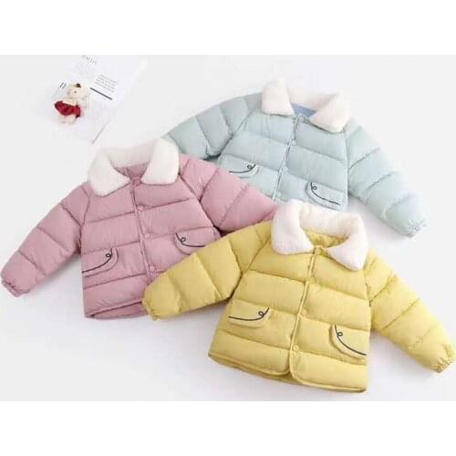 2-7 Years Cute Baby Girls Jacket Winter Clothes Solid Coat Children Thick Velvet Warm Toddler Kids Infant Overcoat
