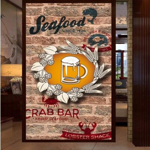 Drop Shipping Custom Photo Wallpaper 3D Brick Wall Fast Food Restaurant Seafood Shop Beer Entrance Living Room Wallpaper Mural