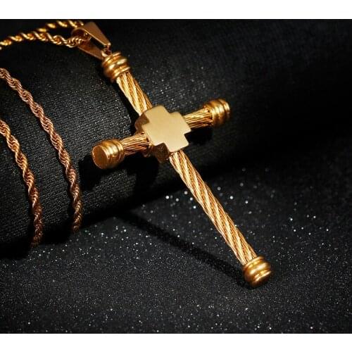 European and American Trend Hip Hop Necklace Christian Christian Cross Titanium Steel Mens Pendant