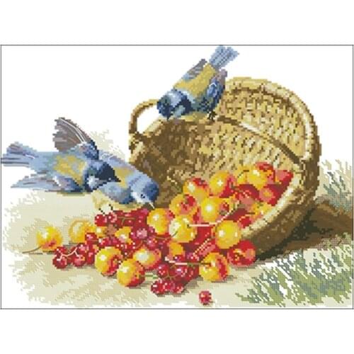 Tit and black cherry patterns Counted Cross Stitch 11CT 14CT 18CT DIY Chinese Cross Stitch Kits Embroidery Needlework Sets
