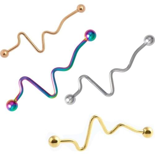 JUNLOWPY Surgical Steel Twist Spiral Industrial Babrll Earring Piercing Belly Rings Nombril Ombligo Earring Ear Piercing Jewelry