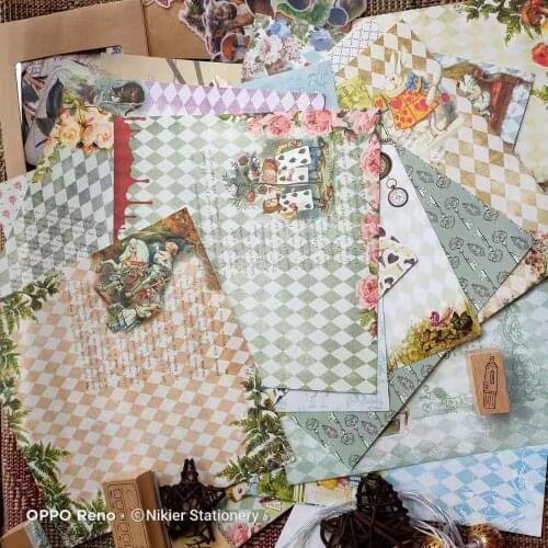 Vintage Lovely Alice Cartoon Characters Deco Stationery Material Paper Set for Scrapbooking DIY Projects Album/Card Junkjournal