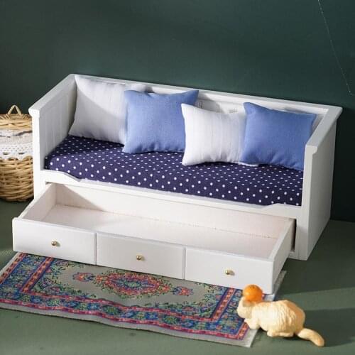 Sofa And Cushions Set 1:12 Doll House Simulation Model Doll Kids Cushions House 1 Sofa Gifts Accessories 4 + Toy DIY B5L7