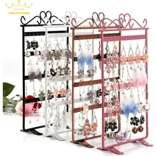 48 Holes Metal Mounted Earring Necklace and Bracelet Display Stand Metal Jewelry Storage Stand Earring Holder