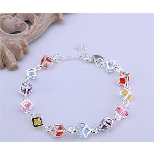 Popular factory H220 Beautiful fashion Elegant silver color charm colors crystal Bracelet Good quality Gorgeous jewelry