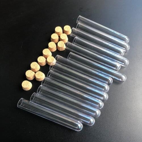 20PCS 12x100mm Clear Plastic Test Tube,School Supplies Lab Equipments Round Bottom Tube Vial with Cap，Wedding Favor Gift Tube