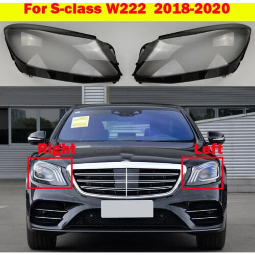For Mercedes-Benz S-class W222 S350 S400 Transparent Lampshades Shell Car Front Glass Headlamps Headlight Cover 2018-2020