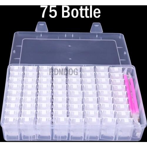 75 Grids Separate Slots Empty Storage Box Clear Nail Art Rhinestones diamond painting Tools Beads Display Storage Case Organizer