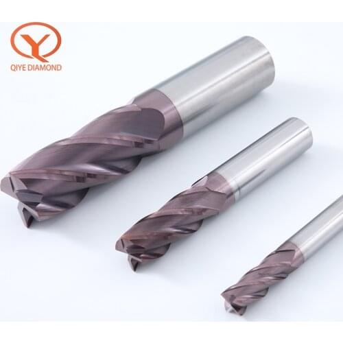 QIYE cnc Carbide End Mills Tungsten Machine Milling Cutter Tools HRC62 Metal Key Seat Face Router Bit 1mm 2mm 3 4 5 6 7 8 9 MM