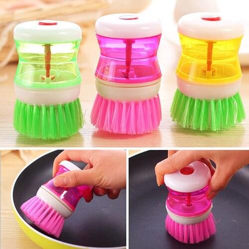 Kitchen Dish Brush With Dispenser Plastic Pot Dish Cleaning Brushes Home Cleaning Products Kitchen Washing Tools