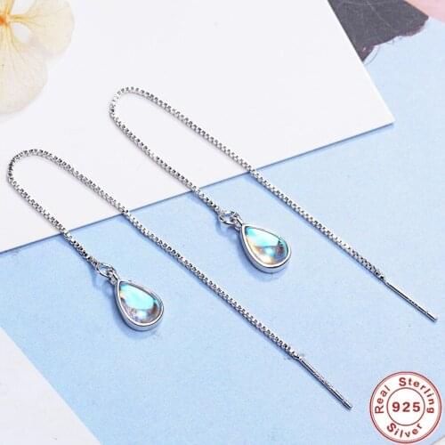SHQIYAYI 925 Sterling Silver Water Drop Earrings Long Chain Tassel Earrings for Women Fashion Statement Wedding Party Jewelry 31