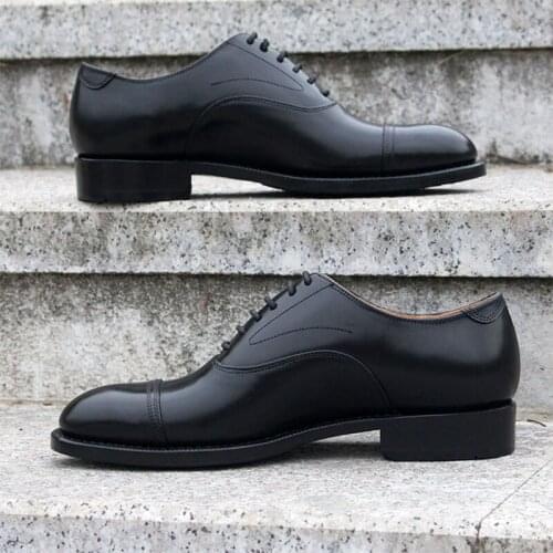 Sipriks Brand Goodyear Welted Shoes For Men Elegant Black Comfort Breathable Casual Leather Shoes Cap Toe Dress Oxfords Boss 45