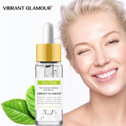 VIBRANT GLAMOUR Tea Tree Acne Eliminating Face Serum Remove Acne Scar Shrink Pores Oil Control Whitening Moisturizing Skin Care