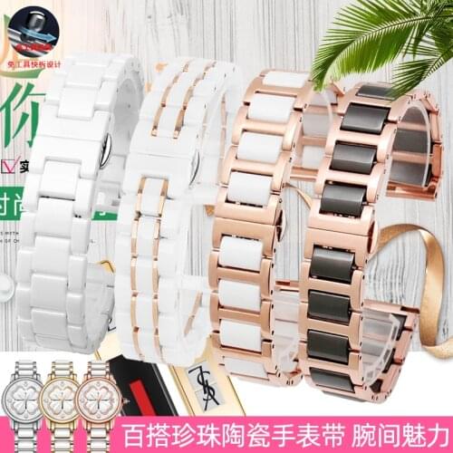 High-Quality Ceramic Watch Band for Rossini Guess Ebo Watch King Steel Watch Strap Bracelet 16 18mm