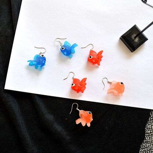 Japan And South Korea New Cartoon Cute Goldfish Earrings Fashion Simple Small Fish Eardrop Student Girl Gifts All-matching