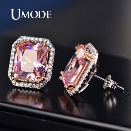 UMODE Korean Crystal Stud Earrings for Women Small CZ Zirconia Earrings Luxury Fashion Jewelry Accessories Wholesale UE0600