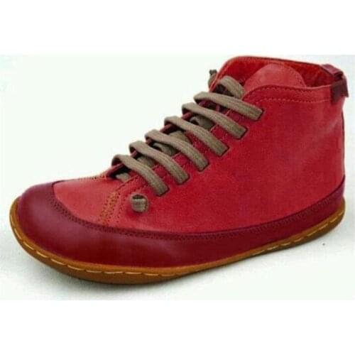 2020 New Women Ankle Boots Woman Autumn Winter Vintage Leather Short Boots Female Waterproof Shoes Womens Shoes Big Size 43