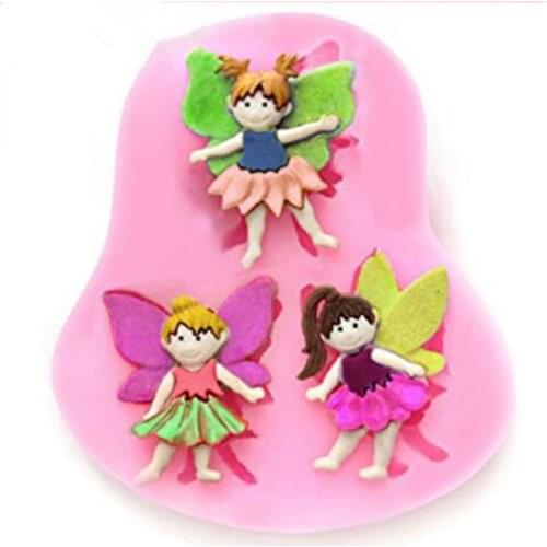 1Pcs Silicone Mold 3D Fairy Figure Elf Angel Chocolate Mold Happy Birthday Decoration Fondant Tools Cake Decorating Tools
