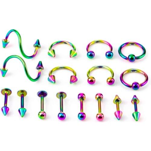 16pcs/lot Steel Ear Piercings Helix Piercings Eyebrow Piercings Lip Labret Rings Earring Tragus Barbell Piercings Body Jewelry