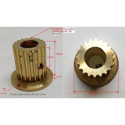 26 teeth htd3m 26 teeth timing pulley brass timing pulley with 20mm tooth width sell 2pcs by a pack