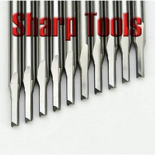 3.175x2.0mm 2 Flutes Straight Cutter Solid Carbide End Mills Router Bits 10pc Wood MDF Slot Engraving Milling CNC Cutting Tools