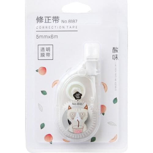 6M Simple Cartoon Transparent Case Animal Pattern Correction Tape, Office Supplies Students Pressing-type Corrector Stationery