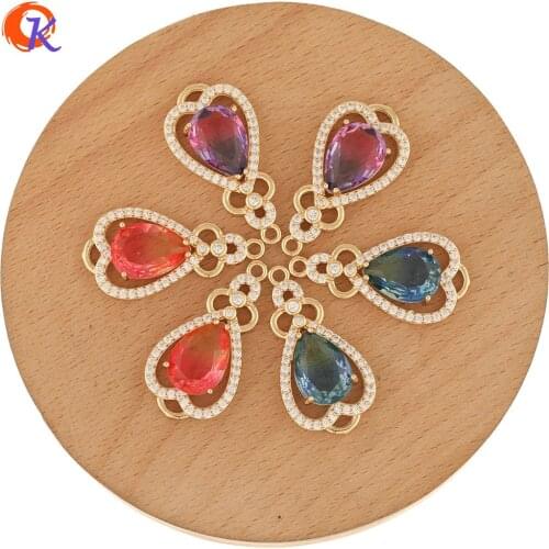 Cordial Design 20Pcs 17*33MM Jewelry Accessories/CZ Charms/Hand Made/Heart Shape/DIY Connectors/Earring Findings/Crystal Pendant