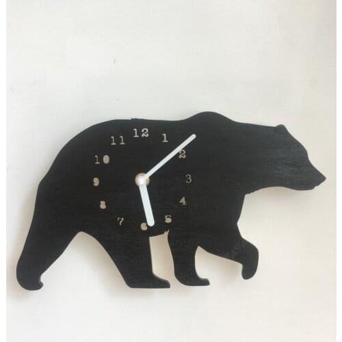 Polar Bear Kids Silhouette Nursery Wall Clock Monochrome for Children kids room decoration Figurines gift Photography props