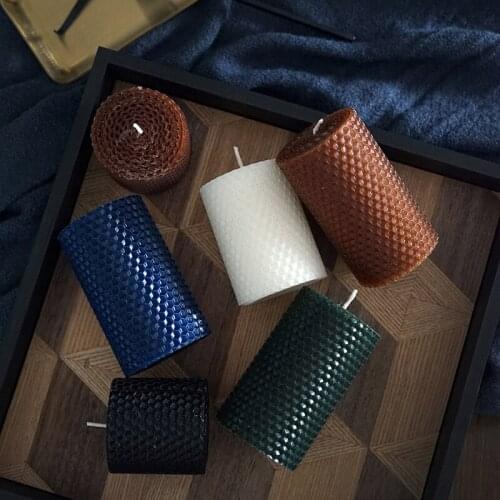 Diameter 6cm handmade beehive candle candlelight dinner Photo Prop cylindrical Morandi color candle ornament
