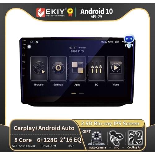 EKIY 6+128G Autoradio Android 10 For Skoda Fabia 2 2007-2014 Car Radio Multimedia Blu-ray IPS Screen Navigator GPS no 2din DVD