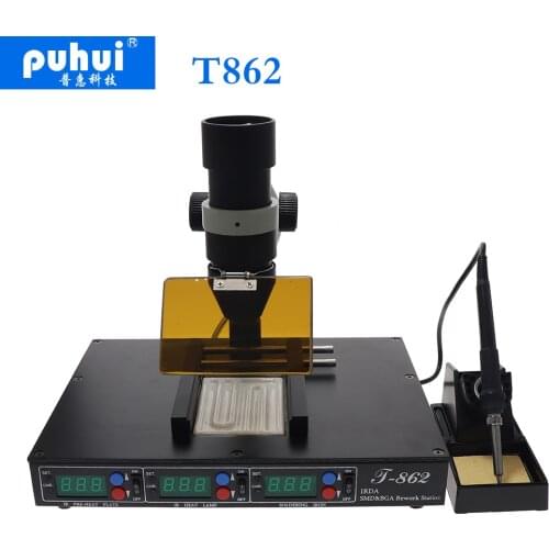 PUHUI T862 800W Infrared bga rework machine IRDA Infrared BGA SMD SMT desoldering Rework Station soldering iron repair