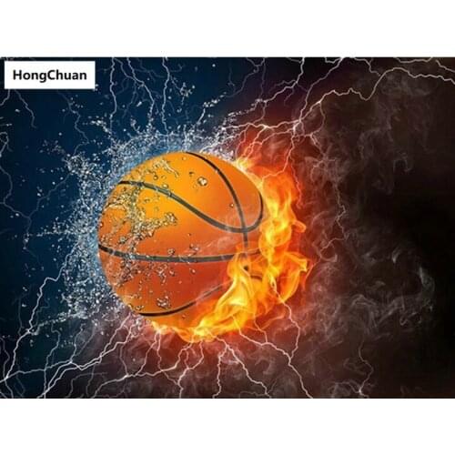 Fast delivery of basketball fire 5D DIY square/round diamond painting mosaic cross stitch home decoration mural new year gift