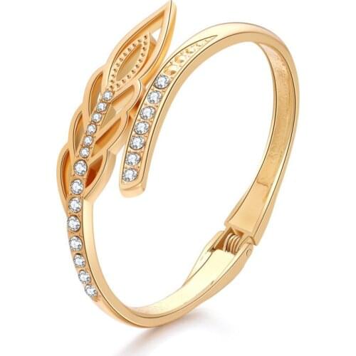 ORNAPEADIA Hot Sale Trendy Fashion Alloy Bracelet for Women Leaf Diamond Creative Personality Luxury Geometric Ladies Jewelry