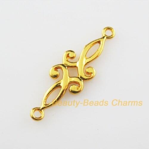 Fashion 40 New Leaf Clouds 1-1 Circle Connectors Gold Color Charms 9x29.5mm