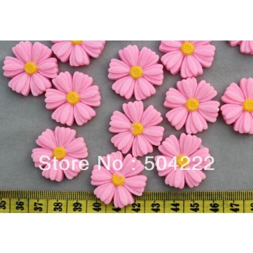 Set of 50pcs Cameo Large Daisy Flower Pink Decoden Cabochons Pendant Charms 30mm free shipping