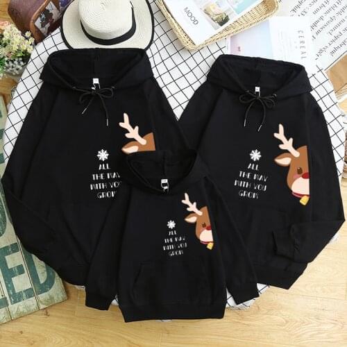 Family Matching Outfits Father Mother Son Daughter Autumn Clothing Mom Daddy and Boy Girl Reindeer Hoodies Family Look