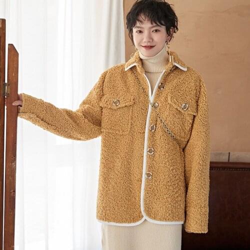 Winter Women High Quality faux lambswool Fur OverCoats Luxury short casual Thick Warm Plus Size female 2019 yellow free ship