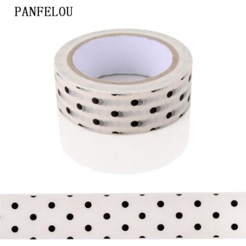 PANFELOU 1.5CMx10M Black dot Dividing Stickers border separation adhesive paper washi tape DIY Scrapbooking Hand account