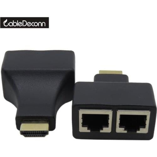 Hdmi to rj45 extender Adapter HDMI To Dual 2 Port RJ45 Network Cable Extender Over by Cat 5e / 6 1080p Trendy