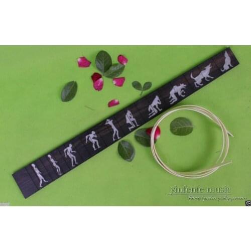 Ebony Guitar Fretboard fingerboard 22 Man Wolf inlay 24.75in guitar Luthier