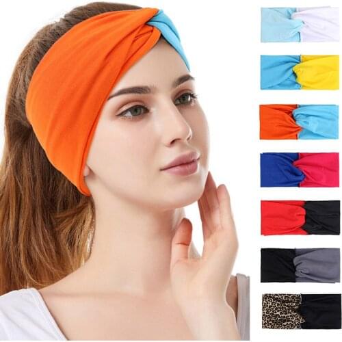 Milk Silk Headband European And American Lady Pure Color Cross Yoga Headband Spell Color Knot Leopard Print Sports Headband 433