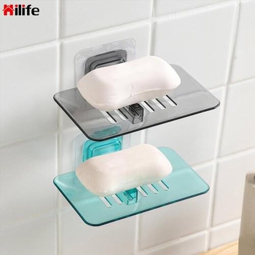 Suction Cup Drain Soap Box Storage Rack Wall Dishes Soap Dish Case Soap Box Dish Storage Plate Plastic Holder