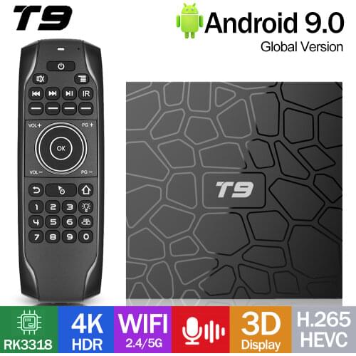 T9 Android 9.0 Smart TV BOX RK3318 Quad Core 4GB RAM 64GB ROM 2.4G/5G Dual WIFI USB 3.0 4K 2GB 16GB Set Top Box 4G 32G TVBOX