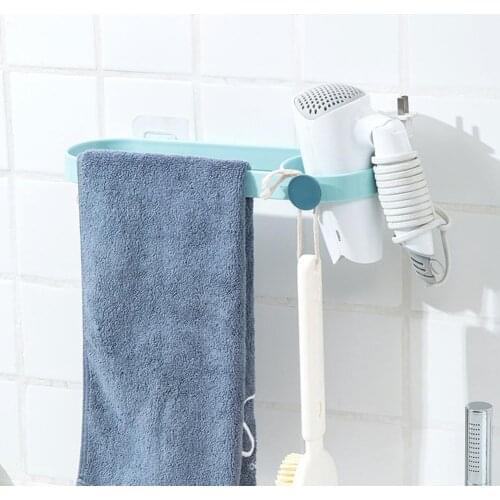 Durable Shower Rack Wall-mounted Punch-free Shower Shelf PP Multifunctional Single Rod Bathroom Storage Shelf for Towels