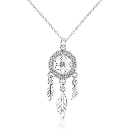 S925 Silver New Fashion Trend Round Dream Catcher Crystal High Quality Necklace For Lady Women Movie Star Same Style