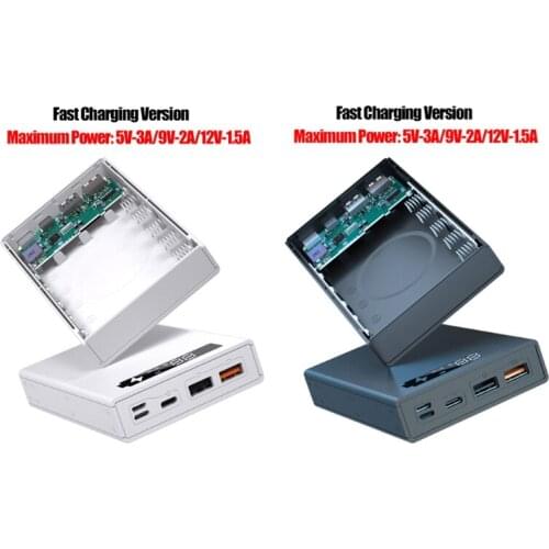 Detachable QC3.0 PD Display DIY 5x18650 Battery Case Power Bank Shell Portable External Box without Battery