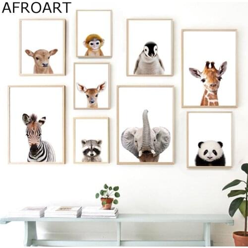 Nordic Posters And Prints Elephant Zebra Giraffe Panda Koala Animals Wall Art Canvas Painting Wall Pictures Baby Kids Room Decor