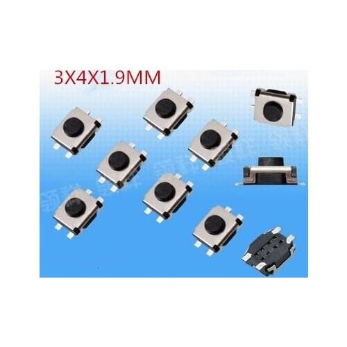 SMD 3 * 4 * 1.9MM Micro button 3X4X1.9 tact switch 4 pin little turtle single shrapnel temperature ic3x4x1.9MM