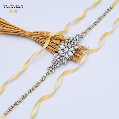 TOPQUEEN S352 Wedding Belt Luxury Clear Crystal Rhinestone Bridal Sash Belt Bridal Sash Belt Designer Belt Women Silver Belt
